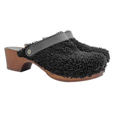 Mule Suédois Noir En Fourrure Avec Talon 5 CM - Made IN Italy - MY209 NERO