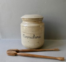 grand pot à cornichons, en grès pyrité signé, Malicorne, années 70-80