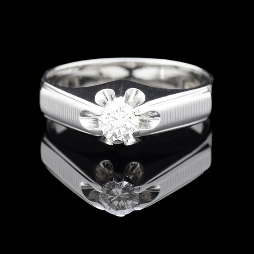 Bague solitaire homme blanc - bague, or