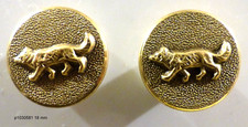 LOT DE 2  BOUTONS   18 mm : Doré . CHASSE/VENERIE LOUP/RENARD