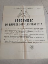 Rare Affiche Ordre De Rappel Sous Les Drapeaux ! 1945