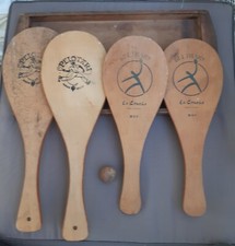Lot 4 Raquettes Pelote Basque Vintage "Pelotari" et "Guéthary" + Balle Bois –...