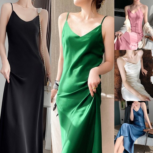 Robe longue col satin - longue,
