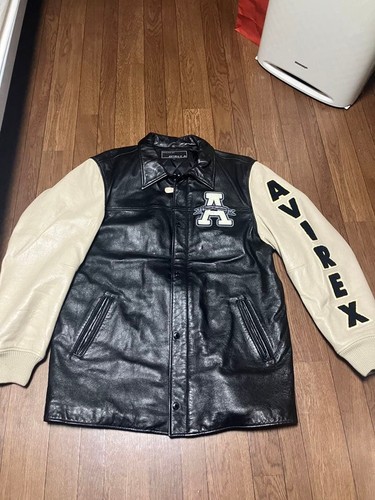 Avirex leather varsity jacket - leather,