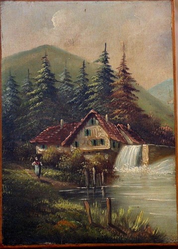 Tableau fin 19ème montagne - 19ème,