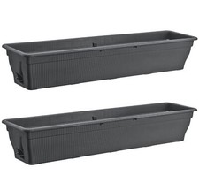 2x Bacs à Fleurs 100cm Balconnière Stockage De L'Eau Plantes Entwässerung Gris