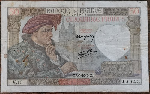 Billet francs jacques coeur - billet, 50