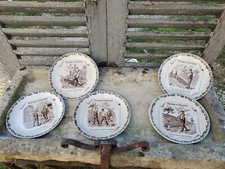 FAIENCE DE SARREGUEMINES 5 ASSIETTES PARLANTES " HISTOIRE DE BRIGAND "