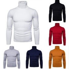 Pull pull hiver tricot pour homme manches longues col roulé coupe slim