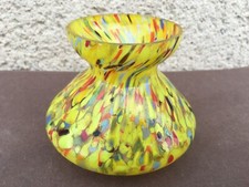 Ancien petit vase en verre éclaboussé / Bibelot / Déco