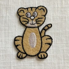 Écusson patch thermocollant, CHAT ASSIS beige * 4,5 x 6 cm * applique à repasser