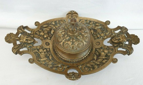 Ancien encrier bronze décor - ancien,