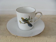 TASSE à MOKA/SOUC Porcelaine BAVARIA OISEAU