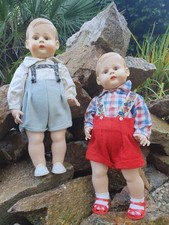 Petits garcons jumeaux en celluloïd Minerva Buschow und Beck 1920-30. -36 cm