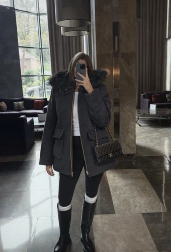Parka grise zara cintrée - zara,