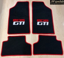 Tapis de Voiture Sol pour Peugeot 205 Gti Noir Blanc Rouge Feutre Aiguilleté