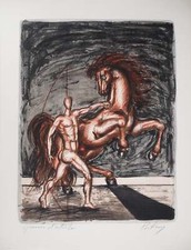 Franz PRIKING : Homme domptant un cheval, Lithographie originale signée