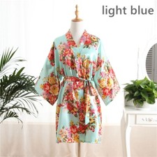 Femme Mariée Pyjama Satin Floral Kimono Yukata Peignoir Japonais Rose