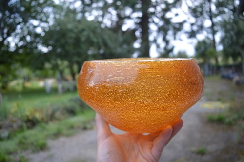 Coupe verre soufflé - verre, bullé