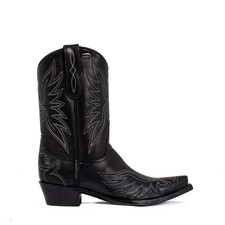 Bottes santiags en cuir noir