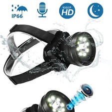 Caméra d'action montée sur la tête, caméscope vidéo HD 1080P, lampe frontale Led