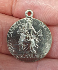 BIJOU RELIGIEUX - ANCIENNE MEDAILLE PENDENTIF VIRGO CARMELI ORA PRO #46