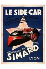 MOTO SIDE CAR SIMARD LYON Rf335 - POSTER HQ 50x70cm d'une AFFICHE VINTAGE