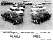 (Catalogue) photo presse Simca gamme 1967 : 1000, coupé, 1300, 1301, 1501 FR