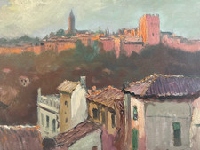 Belle Peinture Huile Carton Village Post Impressionniste A Identifier 1950 Art