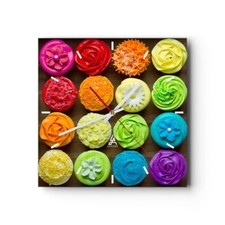 Horloge murale en verre 30x30cm Coloré biscuits décoration dessert Wall Clock