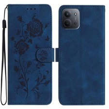 Étui en cuir bleu foncé à