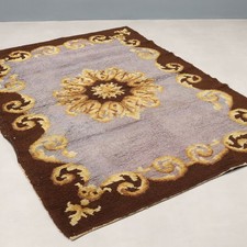 Tapis Aobusson Ancien Coton Laine Noeud Gros France 187 x 136 cm Original