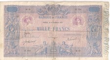 BILLET FRANCE MILLE FRANCS BLEU ET ROSE - 4 OCTOBRE 1911 - BEL ETAT TB