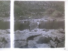 Plaque Stéréoscopique Bateau Rivière Ardèche près Bourg Saint Andéol Vers 1910 4