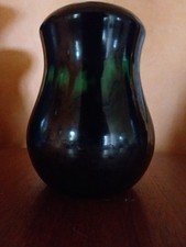 Accolay ,Vase en céramique émaillée noire reflets métalliques.