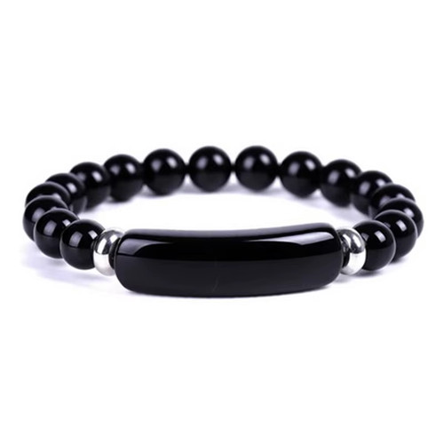 Bracelet perles obsidienne - de,