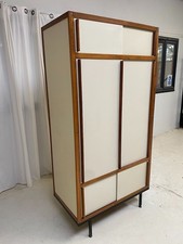 Armoire André Sornay acajou et laque beige vintage 1960