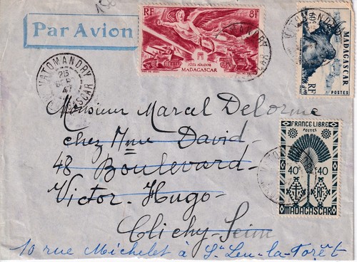 Courrier madagascar oblitere - madagascar,