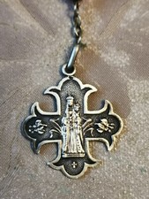 Rare. Ancien  Chapelet  7 médailles ARGENT.souvenir de Notre Dame de Fourvière. 