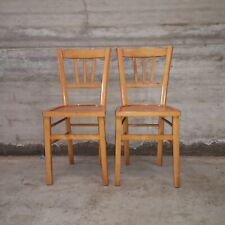 paire de chaise de bistrot luterma en bois clair vintage
