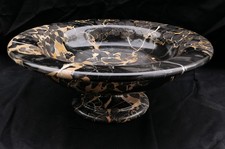 Grande et large coupe Tazza en marbre portor noir doré Art Déco objet d'art