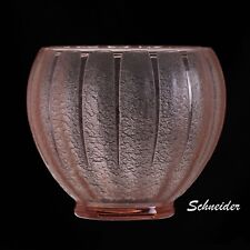 Schneider Vase Boule en Verre Rose Décor Dégagé à l"Acide Epoque Art Déco