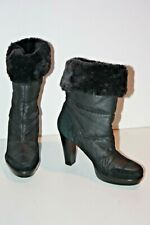 CALVIN KLEIN Bottines Fourrées Toile Matelassée Daim Talons Hauts T 40 NEUVES 