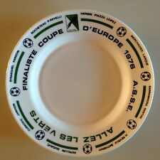 RARE ASSIETTE PORCELAINE RIVANEL - FINALISTE COUPE D'EUROPE 1976 A.S. ST ETIENNE