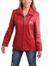 Veste En Cuir Rouge Pour Femme