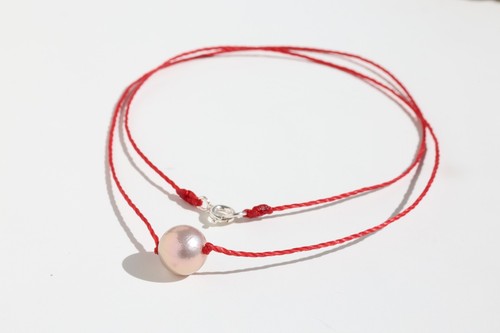 Collier argent fil rouge - argent, ciré