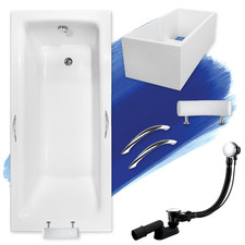 Baignoire 170x75 + support en polystyrène + poignée + appui-tête + Siphon +pieds