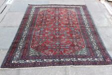 Fin Ancien Main Fabriqué Traditionnel Oriental Laine Riche Rouge Bleu Tapis