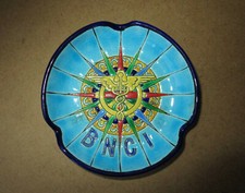 Ancien très beau cendrier ou vide-poche publicitaire en émaux de Longwy BNCI 