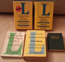 Set 5 Anciens Livres Langenscheidt Sacs Dictionnaire Phrasebook Français Engl